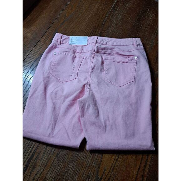 New Size 14 C Est 1946 Pink Distressed High Rise Skinny Denim Jeans with Raw Hem - Picture 9 of 12